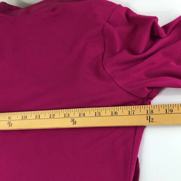 2/$30 LOGO LOUNGE by Lori Goldstein Cardigan Fuchsia Size Small Knit W/Chiffon - Picture 12 of 16